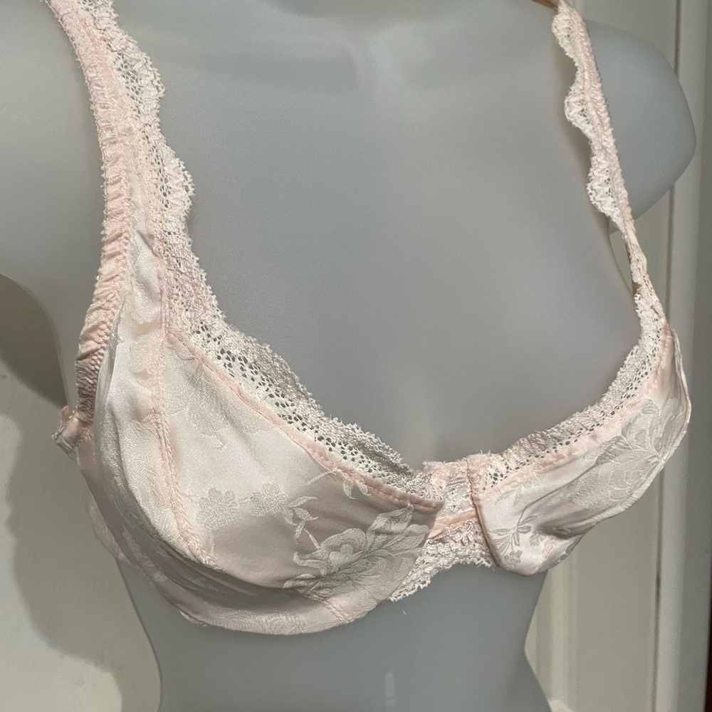 Delicate Lace Trim Light Pink Underwire Bra